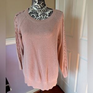 LC Lauren Conrad Sweater Woman, Knit Acrylic Pink Cable, size Lg.